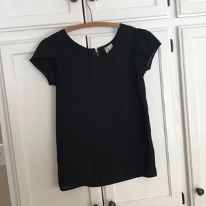 Black Polyester Top with crossover sleeves